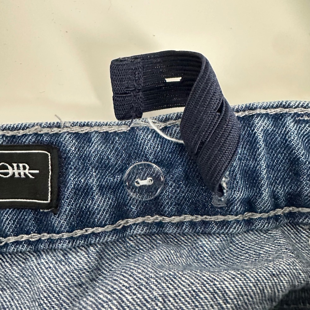 Maniere De Voir Line Art Mom Jeans Blue Embroidered Face Denim Pants Size 6 - Picture 10 of 14